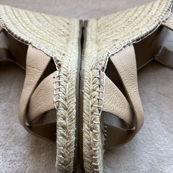 Joie Lena Tan Leather Wedge Sandal Women EU 40 US 9 - 9.5 Jute Espadrille Beach - Picture 7 of 16